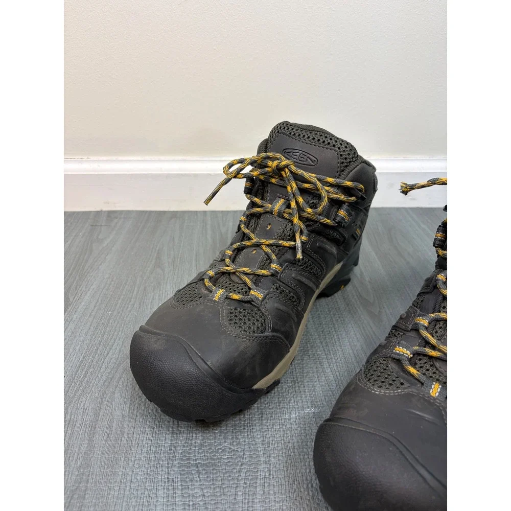 Keen Utility Lansing Mid Work Boots 9.5D Raven Gray Steel Toe EH Safety Hiking
